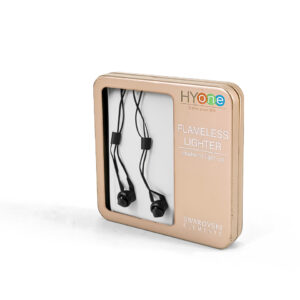 Small tin box with a window, used for storing wired headphones