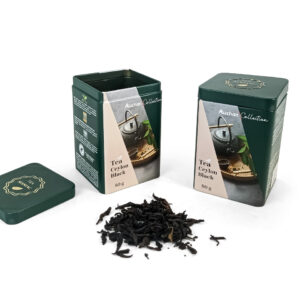 Food grade dark green square tin can for tea ceylon black