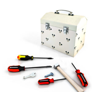 Rectangular hinged tin containers with handle and latch
