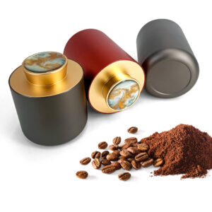 Luxury Marble-Lid Aluminum Coffee Canisters