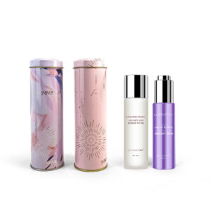 Cosmetics cylindrical tin container