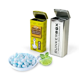 Small rectangular metal candy tins for mint