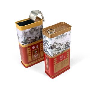 Rectangular tin can storage box with pull - tab lid