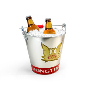 Portable ice bucket tin round tin with handle