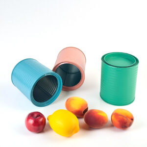 Colorful eco-friendly round tin packaging for food