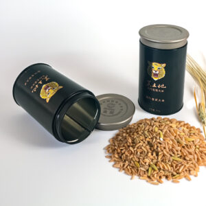 Exquisite round tin container for premium rice