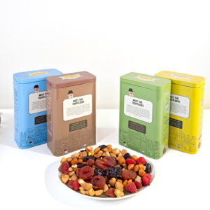 Premium rectangular metal tin packaging for nuts