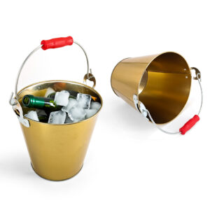 Personalized tin ice buckets with handle for easy carrying