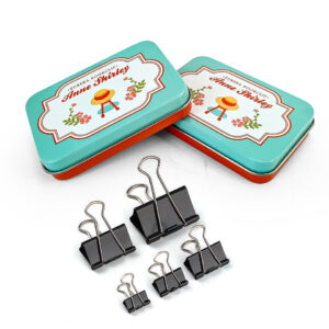 Oem rectangular metal tins with lids for binder clips