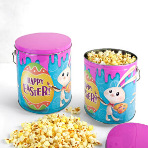 High quality tin popcorn containers Easter snack fun