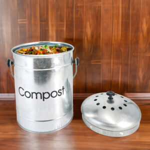Compost metal kitchen garbage cans with ventilated lids