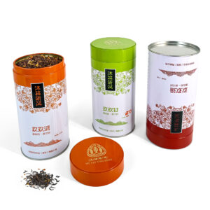 Durable round tin box storage for various bulk tea leaves