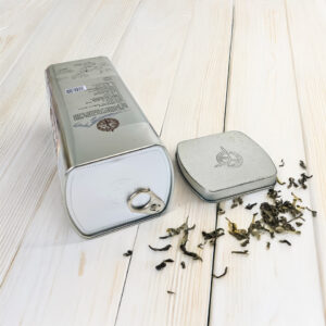 Food safe rectangular tea tin can box with pull tab lid