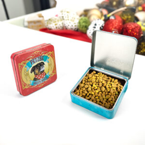 Eco-Friendly small square tin containers for dry pet food