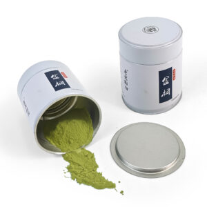 Airtight matcha powder storage tin can with pull tab lid