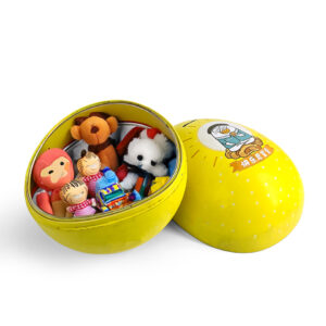 Egg-shaped tin box: Perfect storage for kids' toys