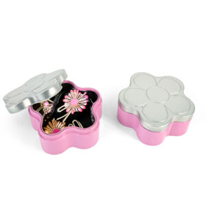 Elegant flower-shaped tin metal boxes for hairpin storage