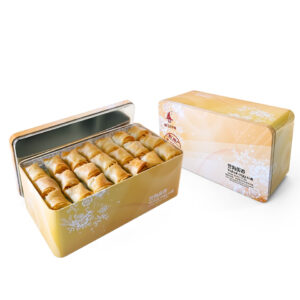 Minimalist rectangular tin containers for food packaging