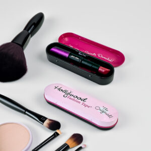 Compact elegant metal tin containers for lipsticks