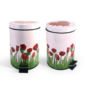 Elegant floral printing metal garbage cans with lid
