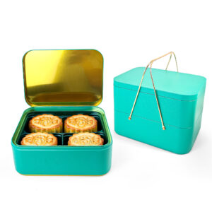 Double-layer mint green metal food storage for moon cakes