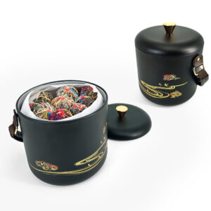 Luxury stewed bowl shaped tin tea caddy storage jars