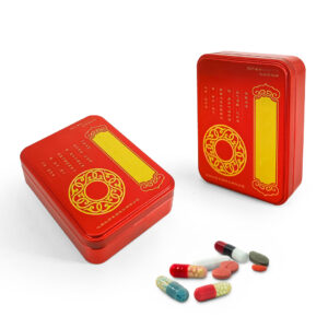 Senior friendly small metal tin containers for pills