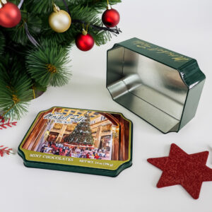 Festive Christmas tin packaging for gifts