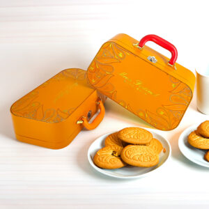 Luxury cookie gift tin box with handle