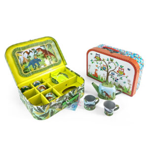 Forest-themed children's tin tea set tin storage containers
