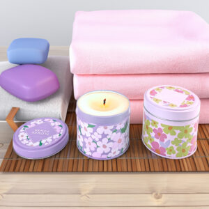 Elegant small round tin box for DIY handmade candles