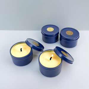 Elegant blue 4 oz candle jar