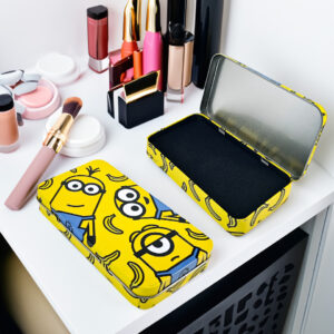 Minions-themed rectangular tin can for makeup brushes