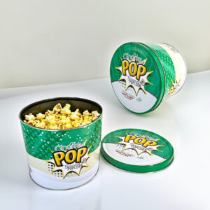 Large popcorn tin containers for snack storage
