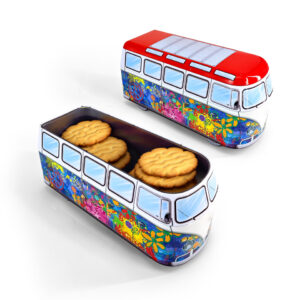 Innovative bus-shaped tin box for cookies