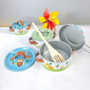 Pretend play kitchen cooking tin can pot set​