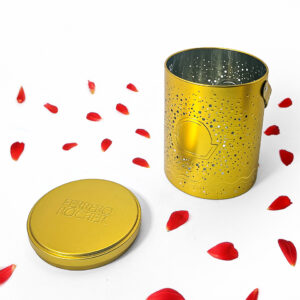 Golden perforated cylinder tin cans for handmade lantern