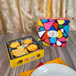 Premium colorful double-layer tin can storage for pastry