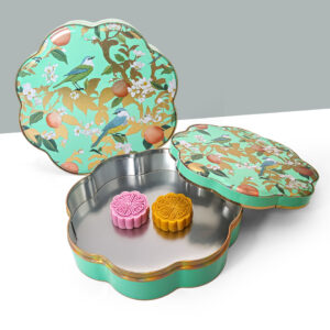 Fully Customizable Petal-Shaped gift tin cans for pastries