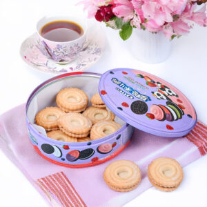 Food grade round large capacity oreo cookie tin box