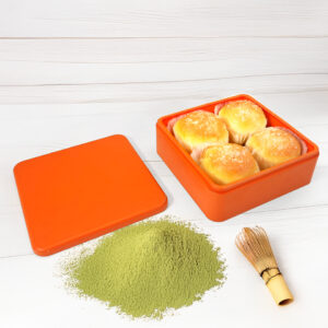 Orange printing square metal tin box for pastries packaging