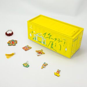Container-shaped small metal tin box for souvenir storage