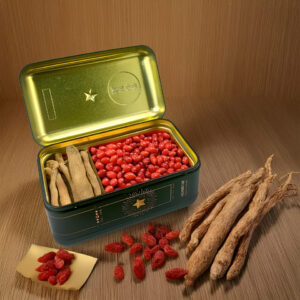 Food grade metal box hinged lid for storing medicinal herbs