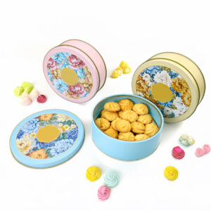Elegant floral metal cookies tin box for sweet treats