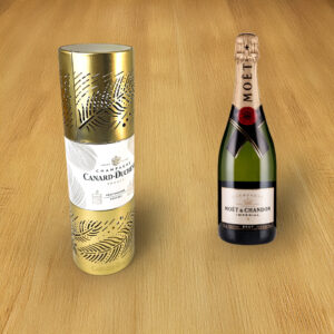 Premium cylindrical gold tin containers for liquor packaging