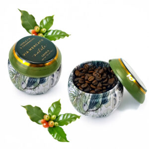 Decorative drum shaped metal tin packaging for coffee