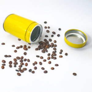 Minimalist small airtight tin container for coffee storage