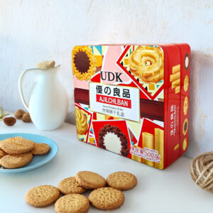 Large metal cookie tins for festival packaging