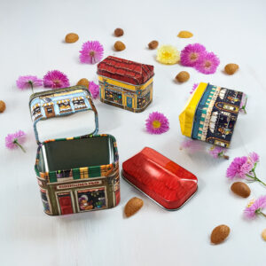 House shaped small metal boxes for jewelry storage
