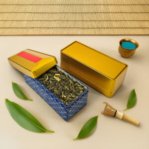 Elegant rectangular food packaging tin cans for green tea